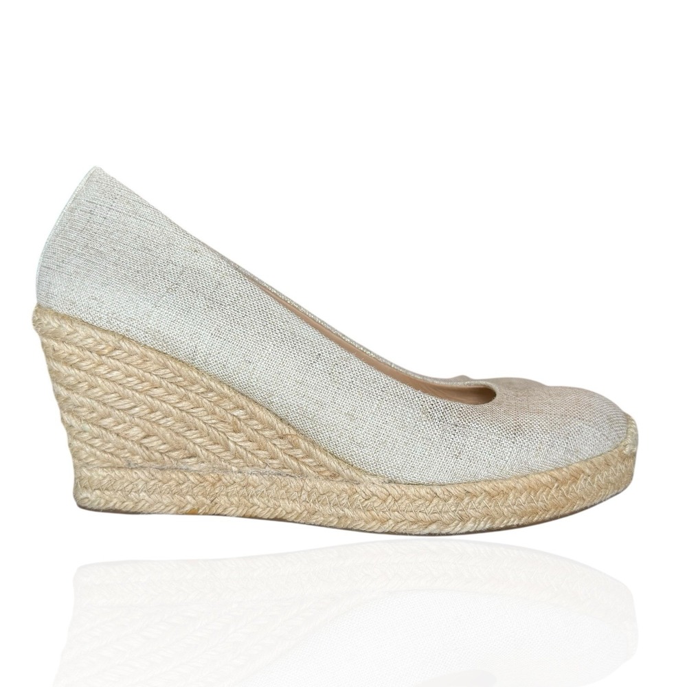 J. Crew Women's 8.5 Seville Espadrille Slip On Wedges Heels Gold Metallic Beachy